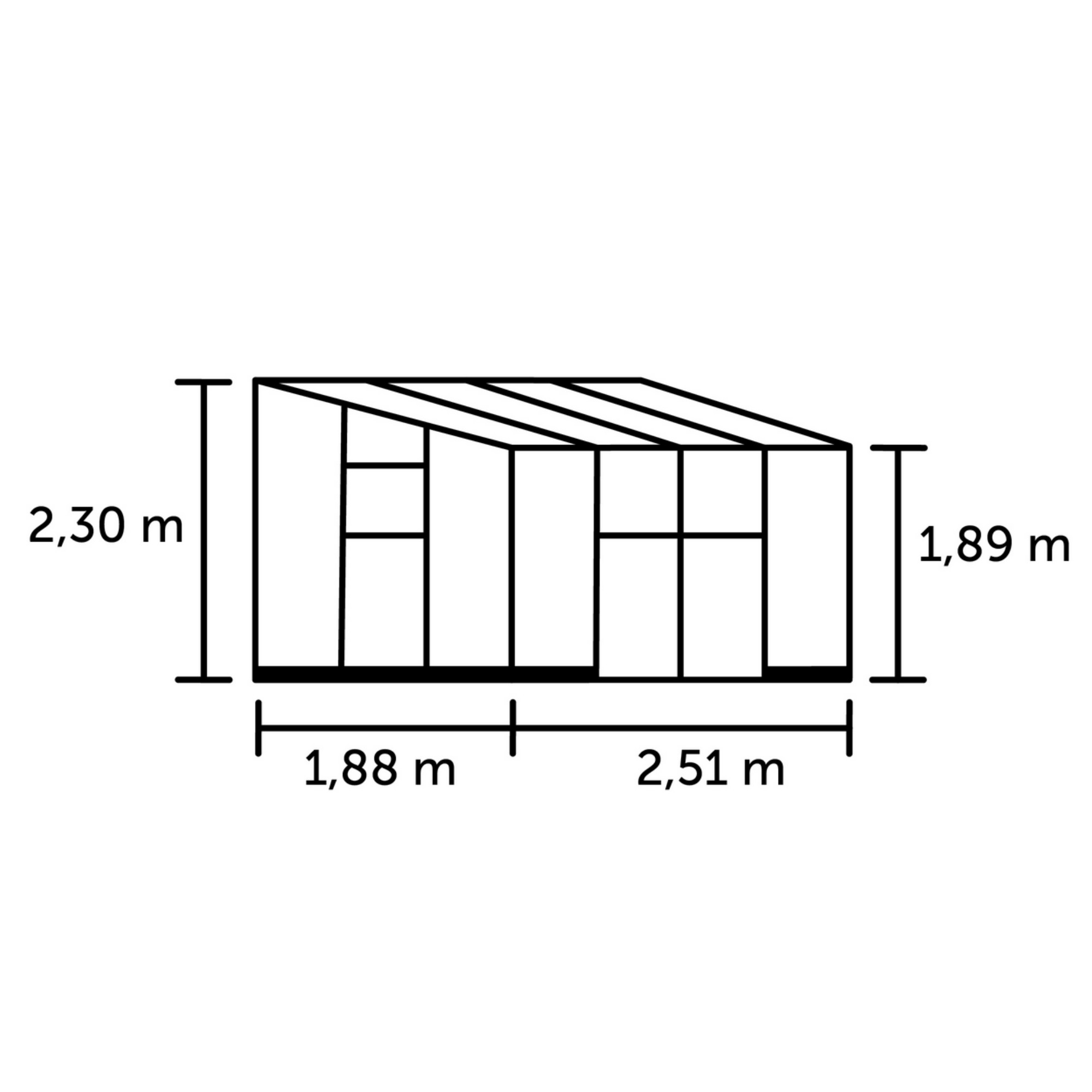 Anlehngewächshaus 'Qube Lean-to 68' 4,7 m² 188 x 251 cm 3 mm Sicherheitsglas/6 mm Doppelstegplatten schwarz + product picture