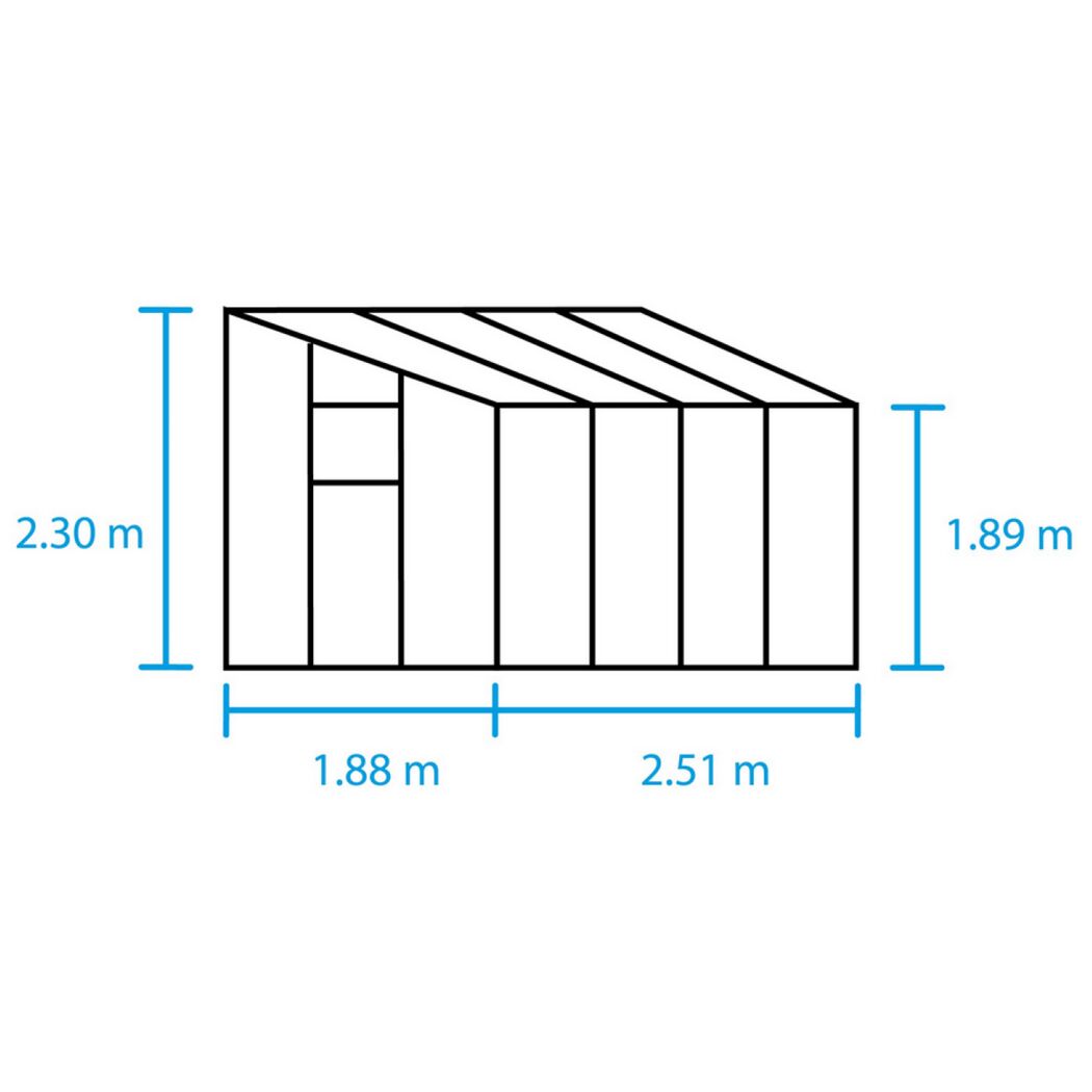 Fundament Qube Lean-to 68 schwarz mit Maßen
