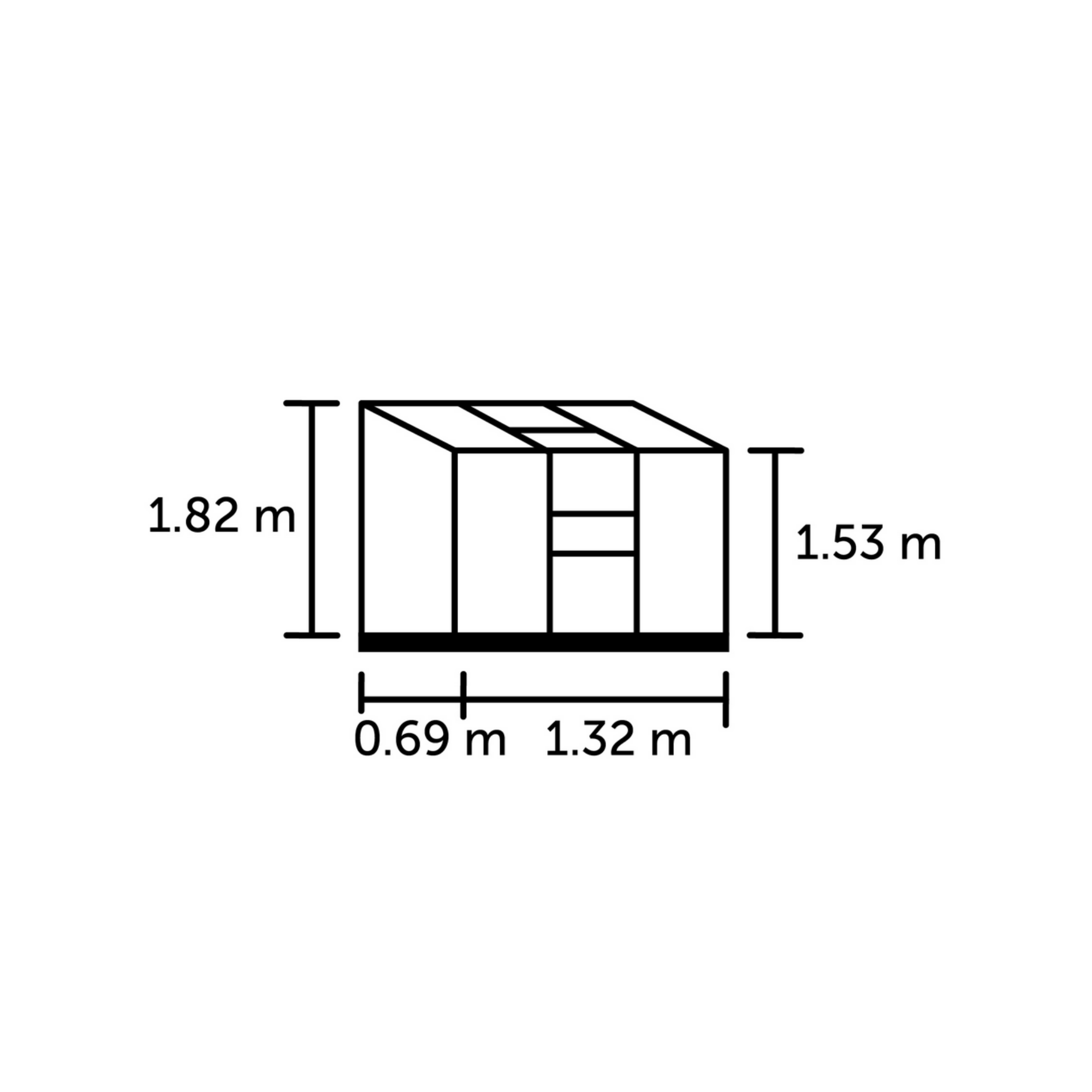 Halls Anlehngewächshaus ‹Altan 3› 1,33 m², 4 mm Stegdoppelplatten, Grün