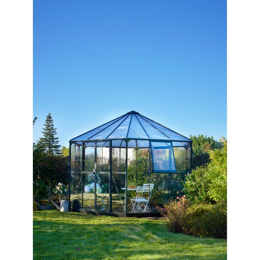 Gewächshaus 'Atrium' 375 x 325 cm mit 3 mm Sicherheitsglas grün