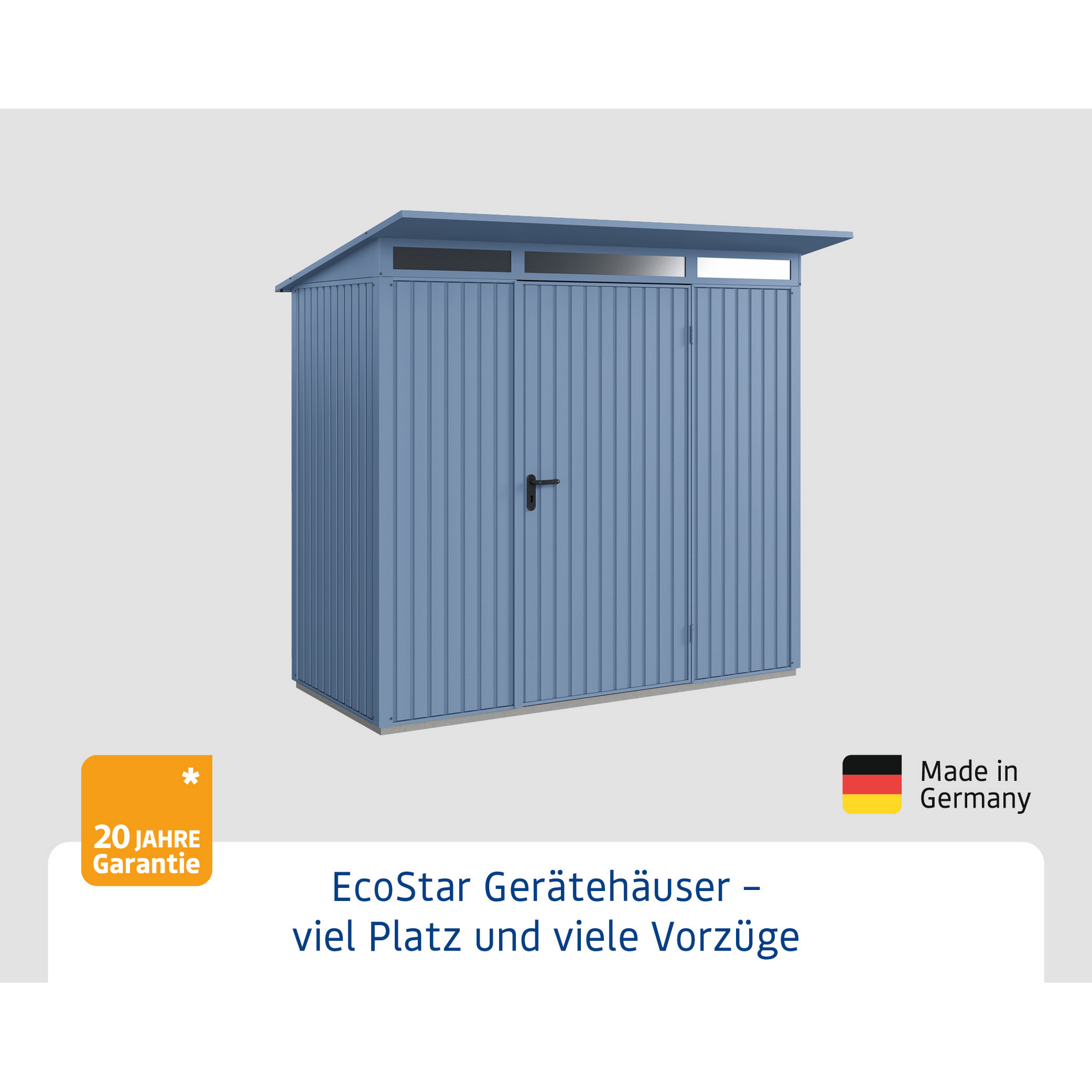 Gerätehaus 'Trend-P Typ 1' taubenblau 238 x 107,8 cm, mit Einzeltür + product picture