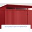 rotes Gerätehaus mit zwei Fenstern