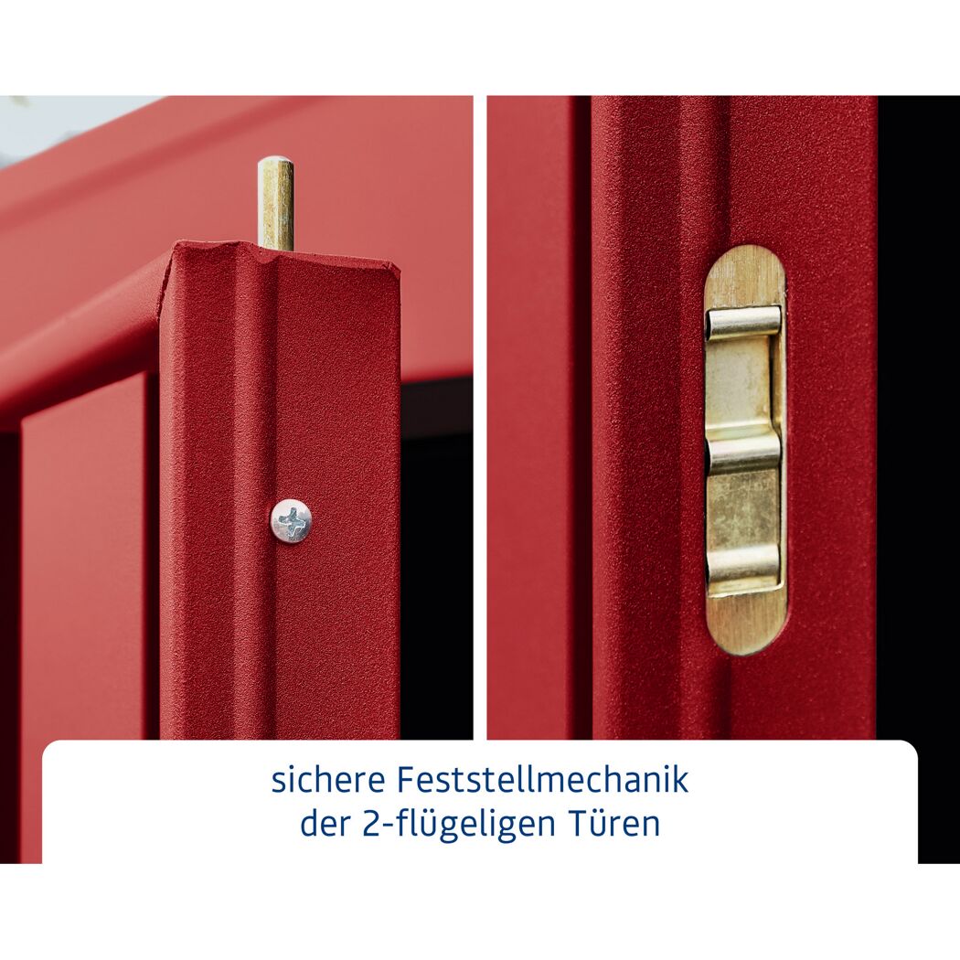 Sicherheits-Feststellmechanik der Flügeltüren