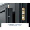 Sichere Feststellmechanik der zweiflügeligen Türen