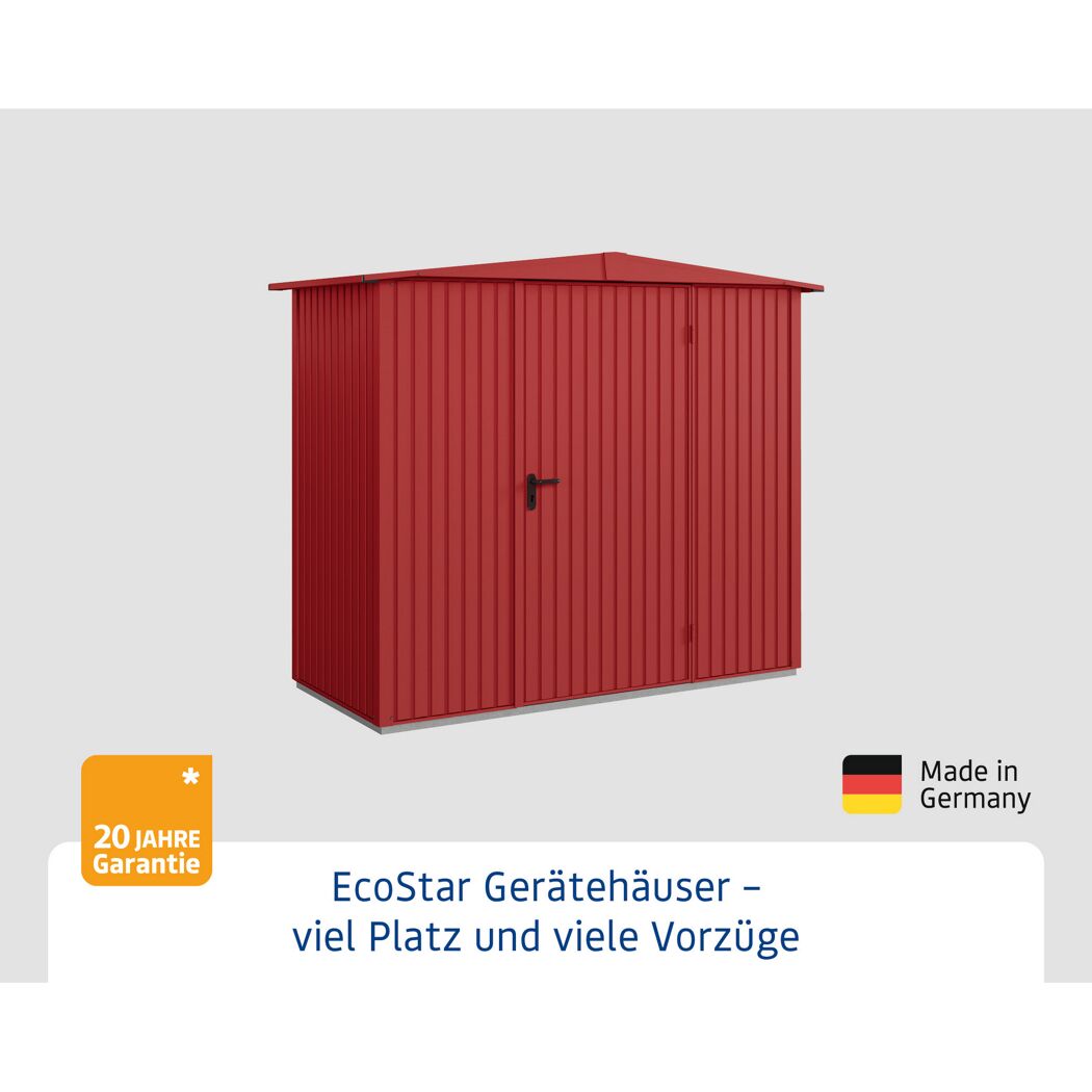 EcoStar Gerätehaus in Purpurrot.