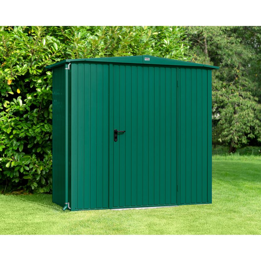 Grünes Ecostar Gartenhaus im Garten