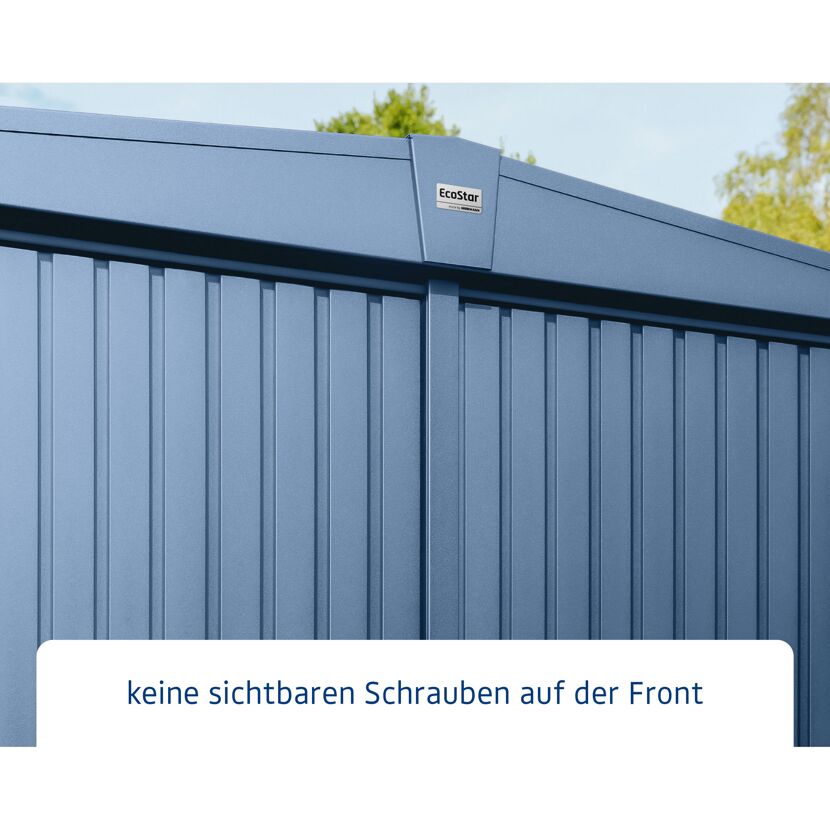 Ecostar Gartenhaus, Detailansicht der Front