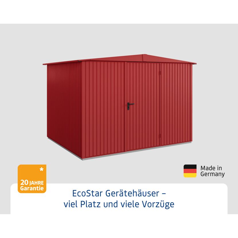 EcoStar Gerätehaus in Purpurrot.