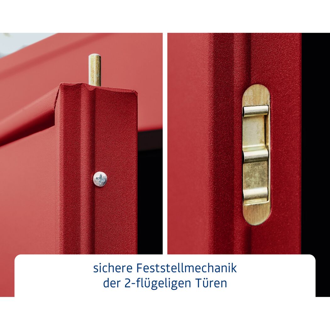 Sicherheits-Feststellmechanik der Flügeltüren