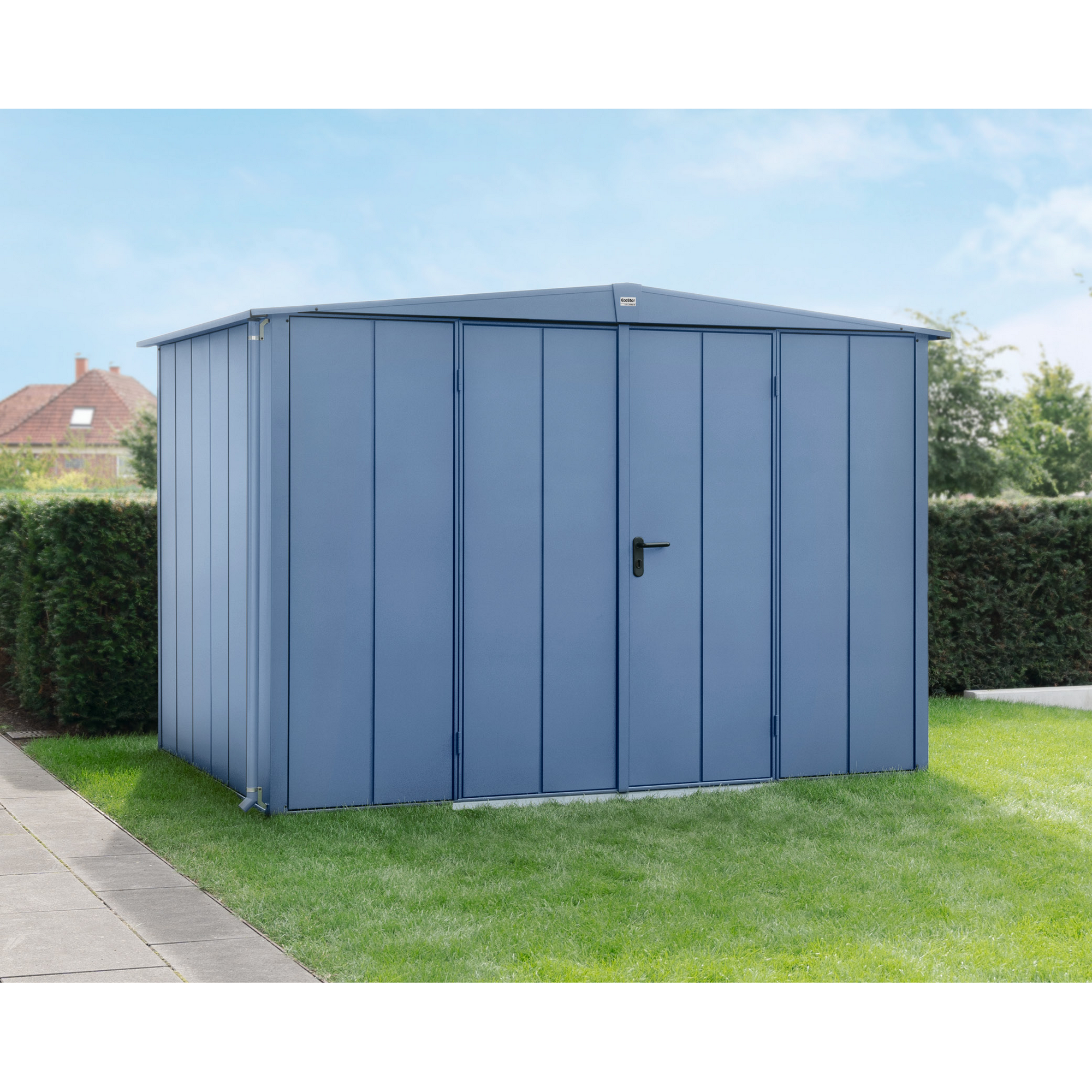 Gerätehaus 'Elegant-S Typ 3' taubenblau 302,8 x 238 cm, mit Doppeltür + product picture
