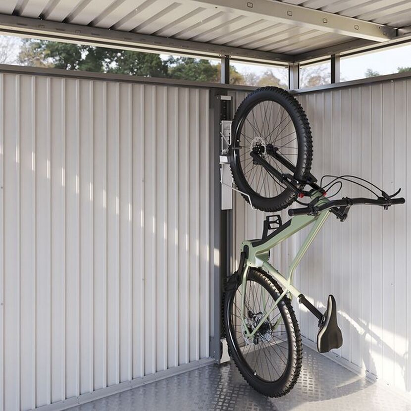 Fahrrad an Bikelift Montageset in Gerätehaus