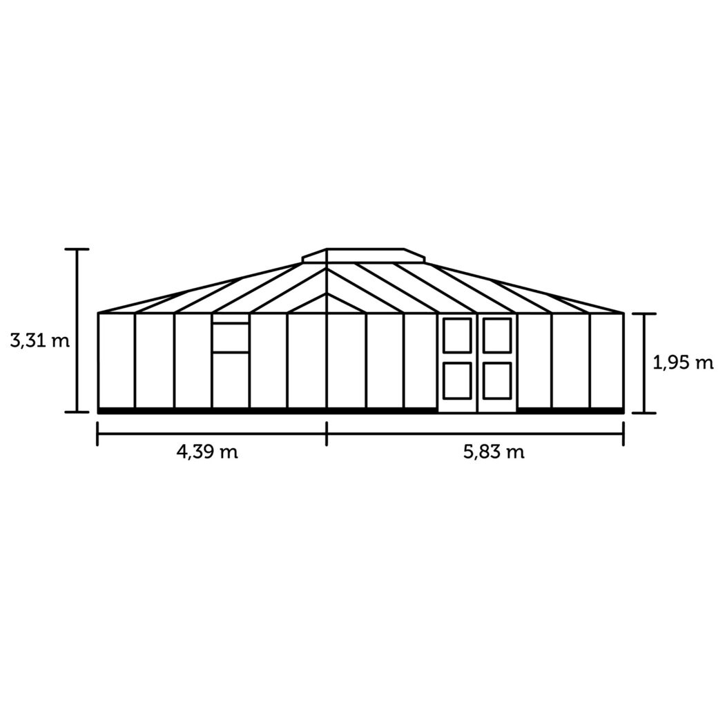 Gewächshaus Grand Oase mit Maßen