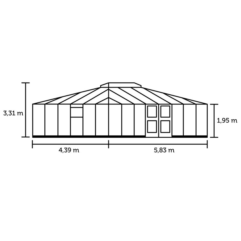 Gewächshaus Grand Oase mit Maßen
