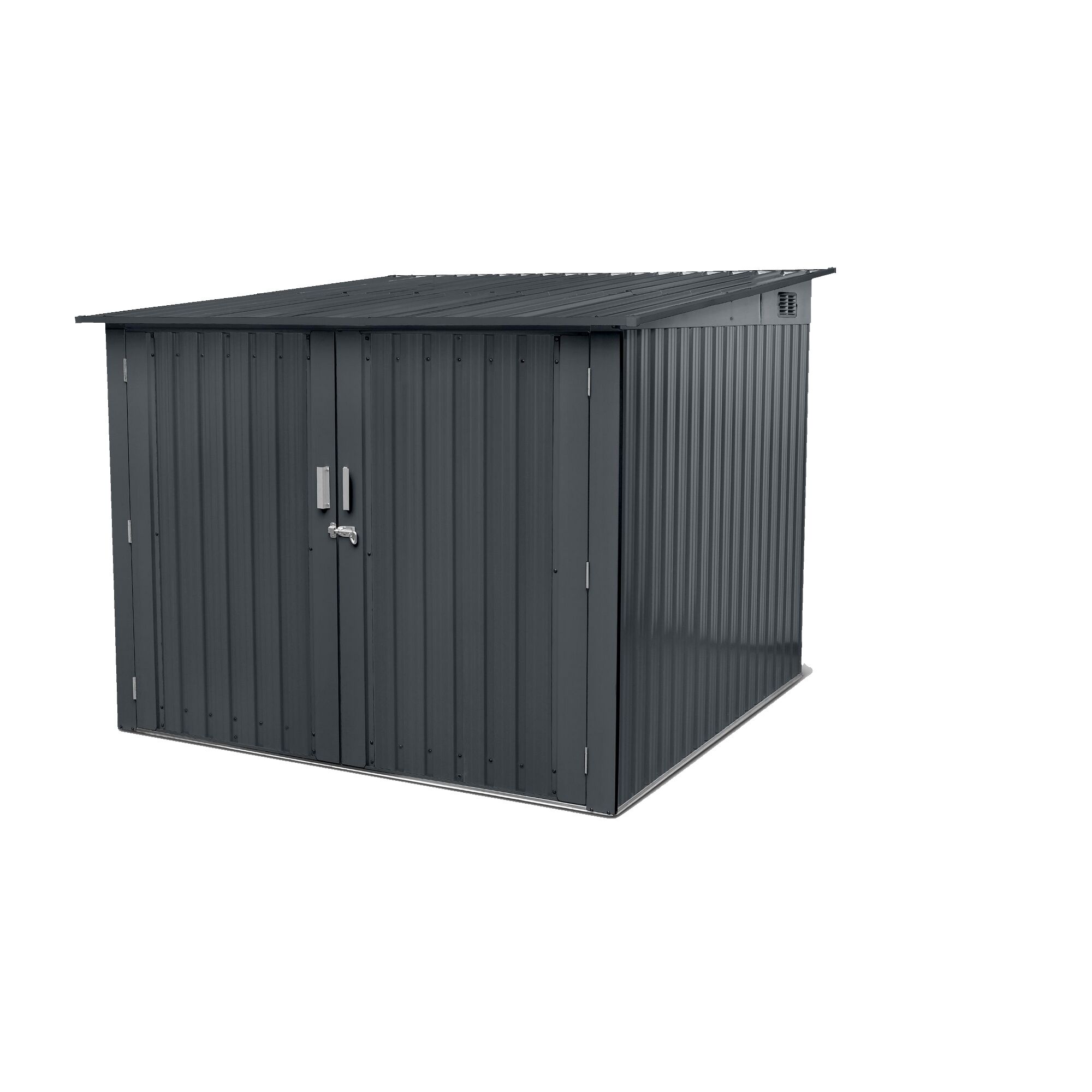 Graue Fahrradbox mit Doppeltür