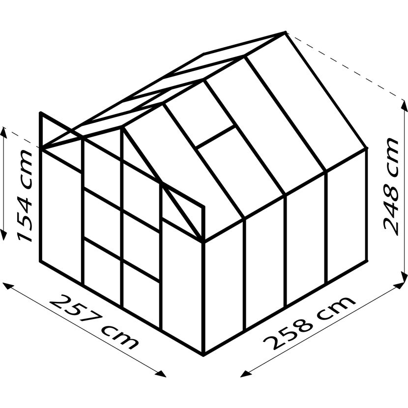 Gewächshaus mit den Maßen 257 x 258 x 154 cm