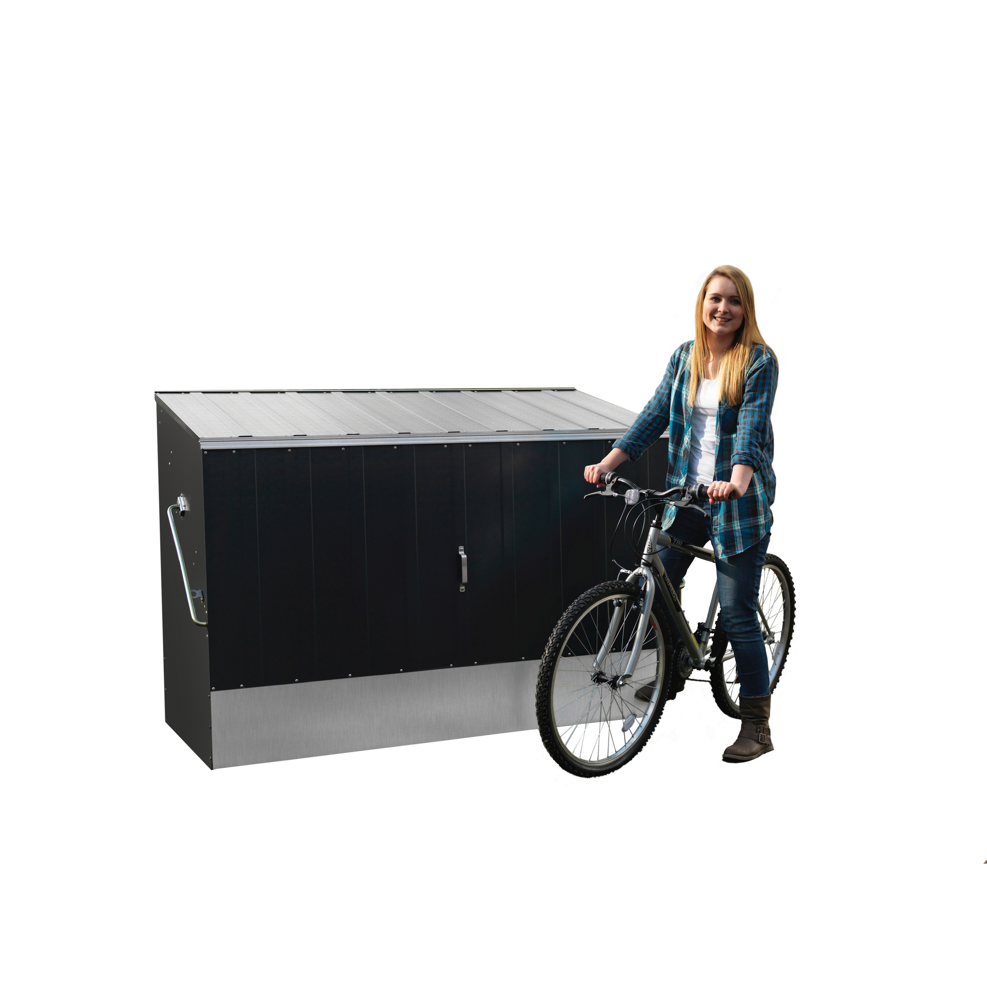 Fahrradbox mit Einfahrtsrampe Metall anthrazit 196 x 133 x 89 cm + product picture