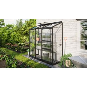 Anlehngewächshaus 'Ida 1300' 192,8 x 68,8 cm mit 3 mm Sicherheitsglas schwarz