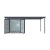 Metallcarport mit Flachdach und geöffneten Türen