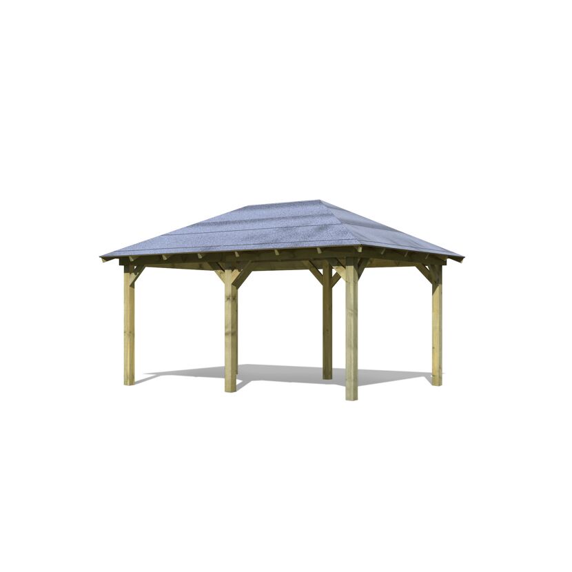 Pavillon Pergola KDI mit Pfosten 9x9 cm und grauem Dach