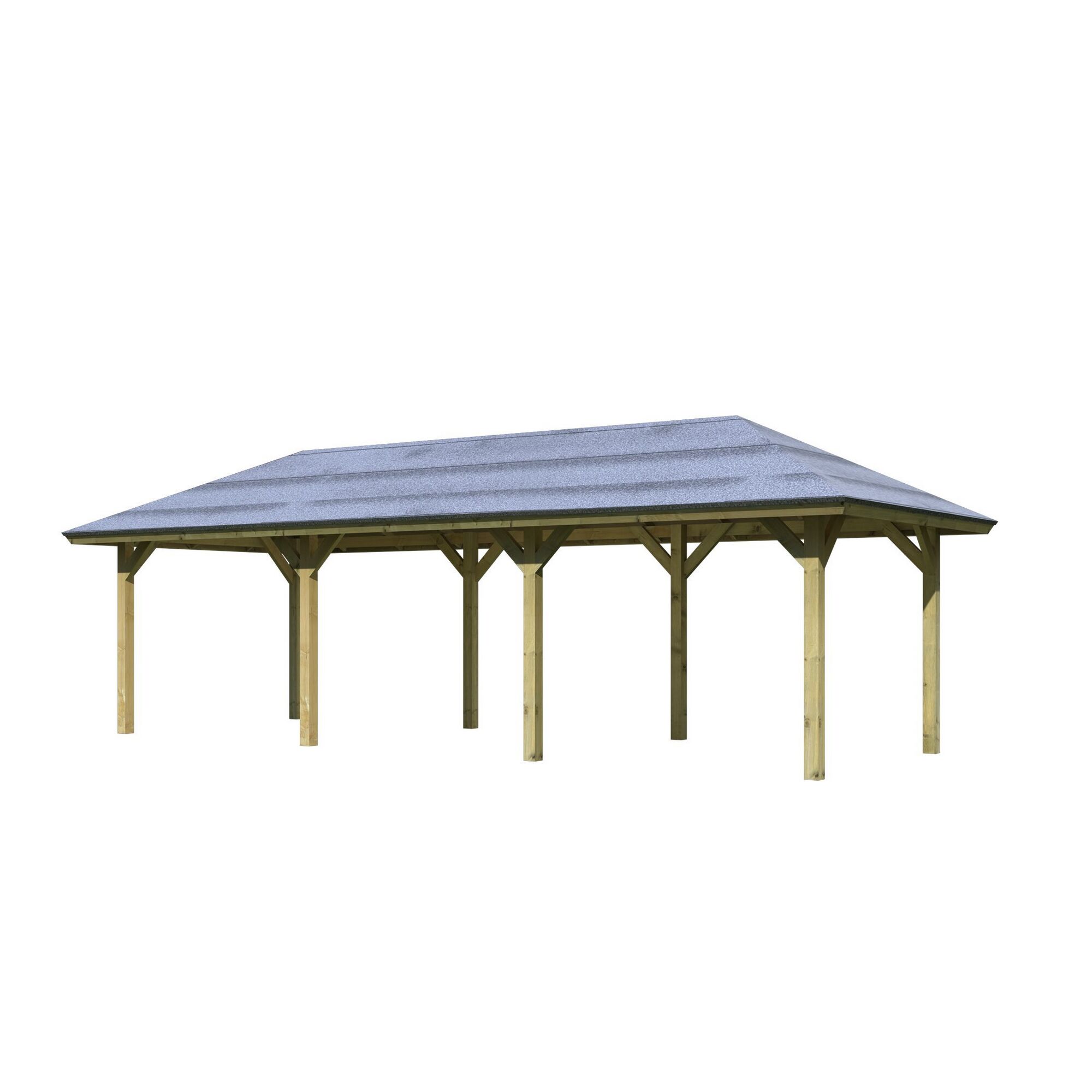 Holzpavillon mit grauem Dach
