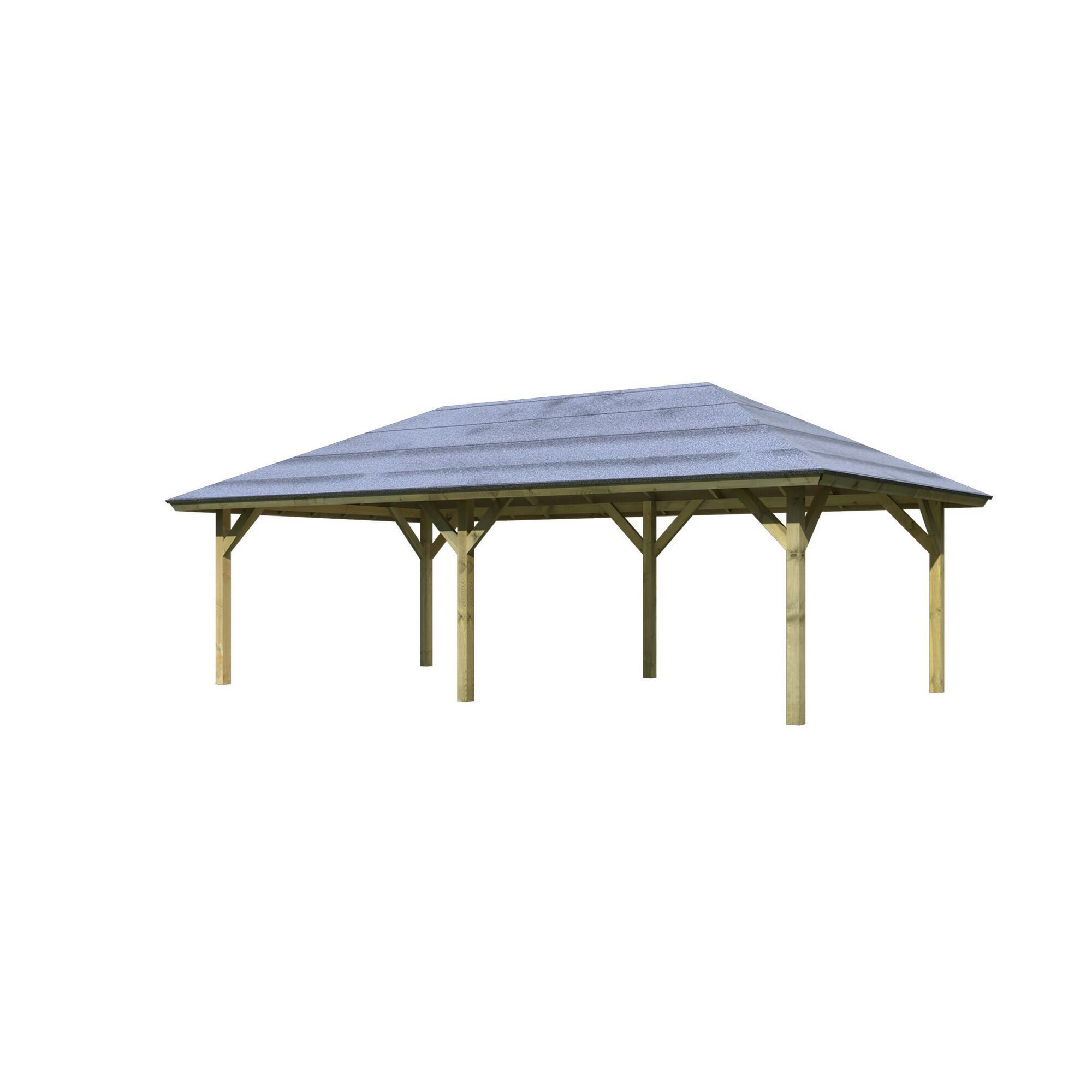 Holzpavillon mit grauem Dach