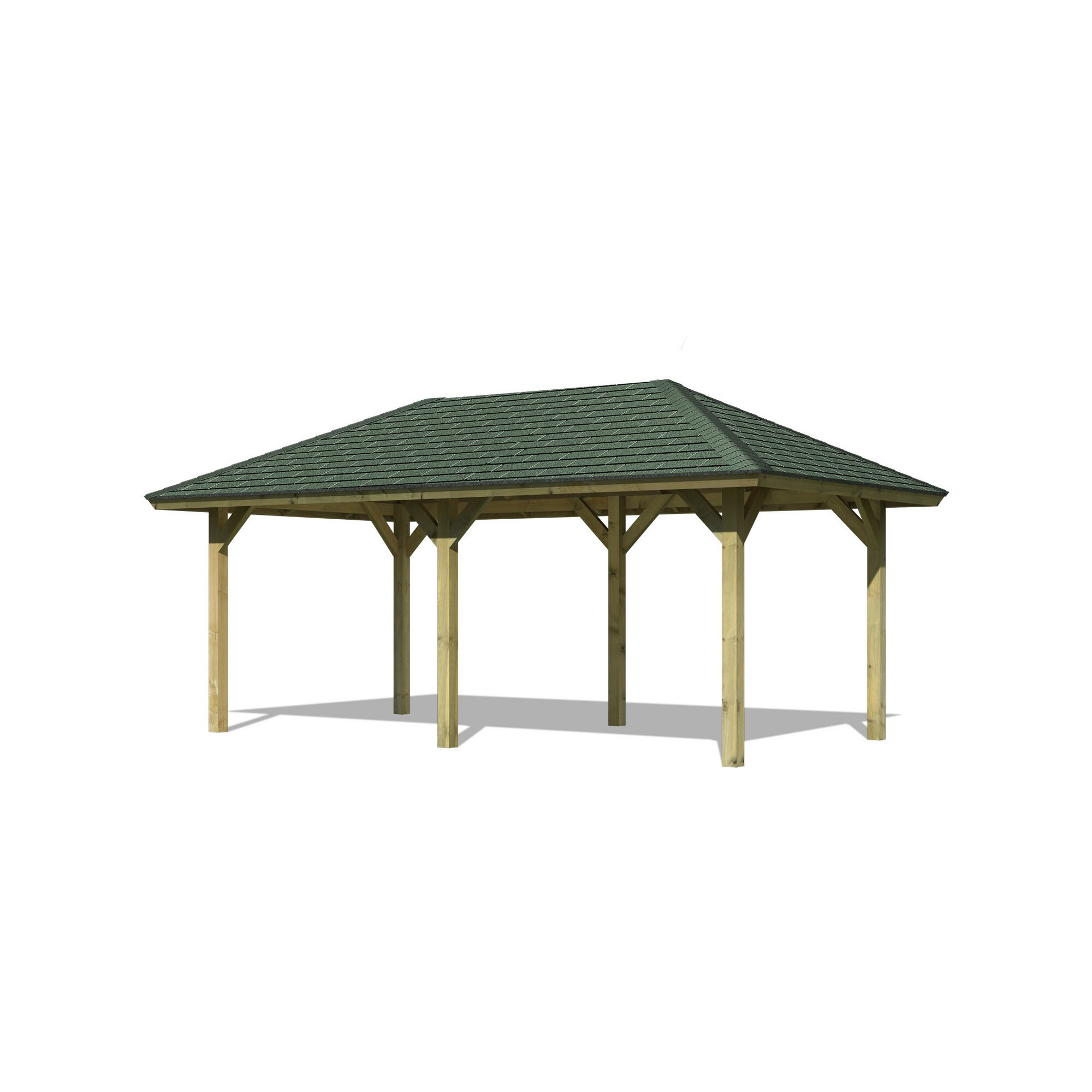 Holzpavillon mit grünem Dach