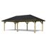 Holzpavillon mit schwarzem Dach