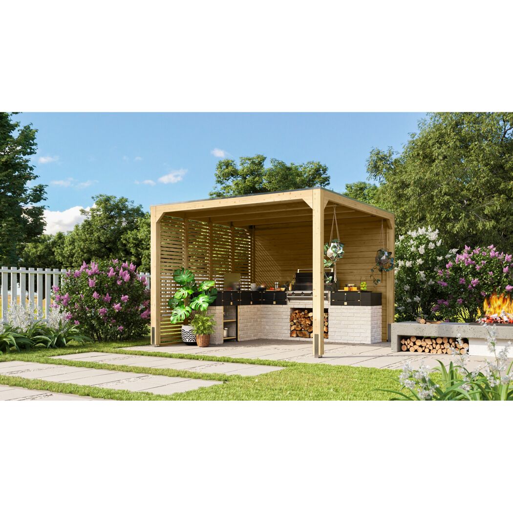 Pavillon mit Außenküche und Feuerstelle
