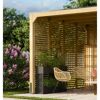 Holzpavillon mit Lamellenwand im Garten
