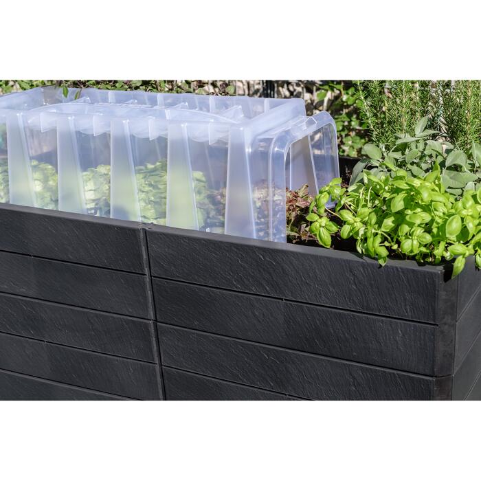 Hochbeet 'Ergo Quadro 2L 75 Stone' anthrazit 160 x 75 x 80 cm