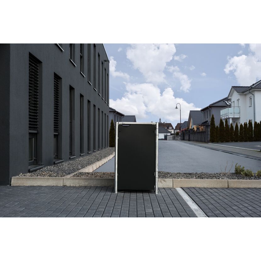 Mülltonnenbox schwarz Metall 80,7 x 69,7 x 115,2 cm