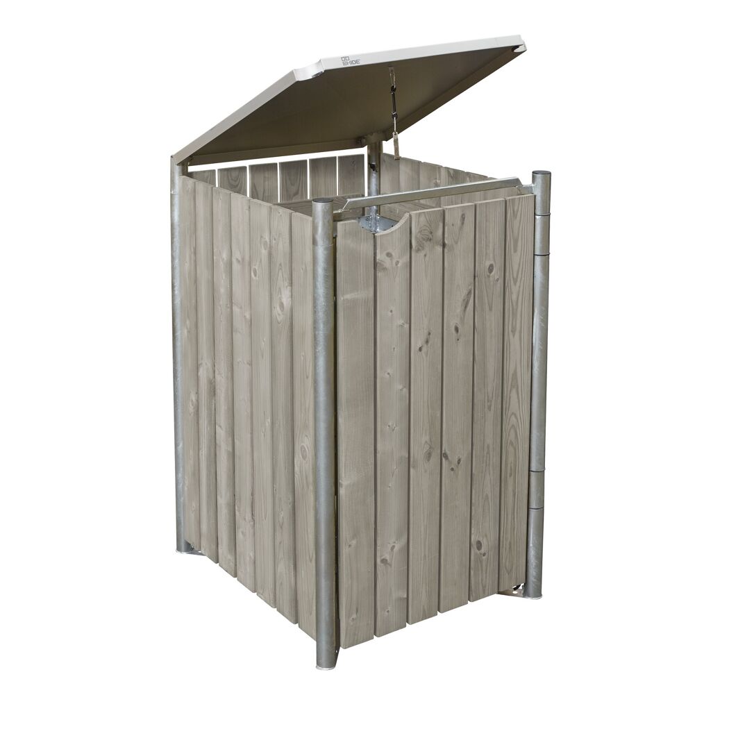 Mülltonnenbox naturfarben/grau Metall 81 x 70 x 115 cm
