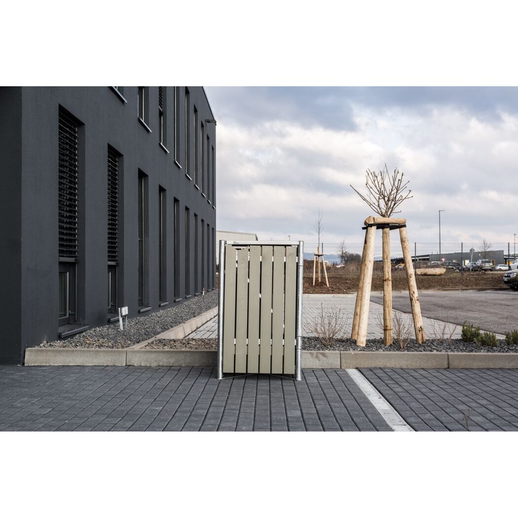 Mülltonnenbox naturfarben/grau Metall 81 x 70 x 115 cm