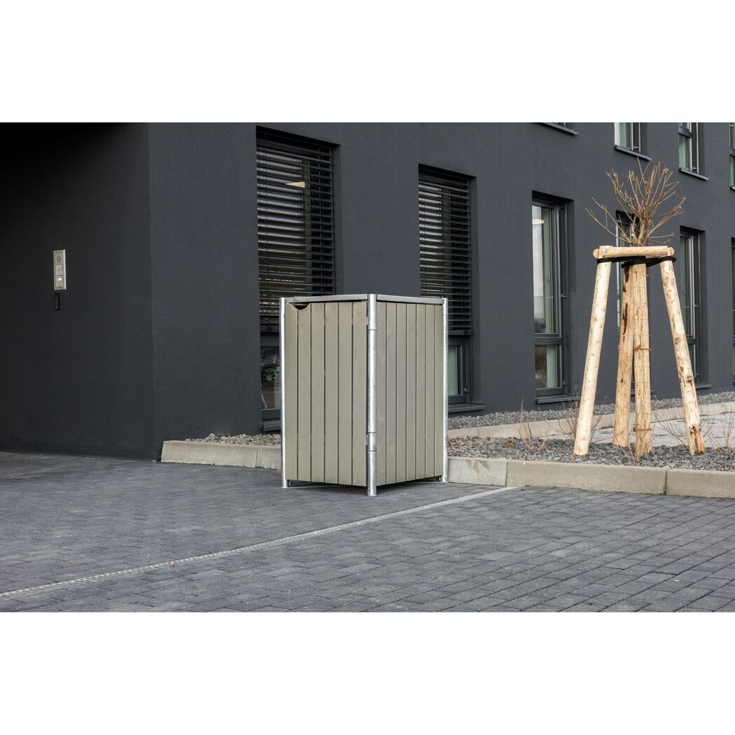 Mülltonnenbox naturfarben/grau Metall 81 x 70 x 115 cm