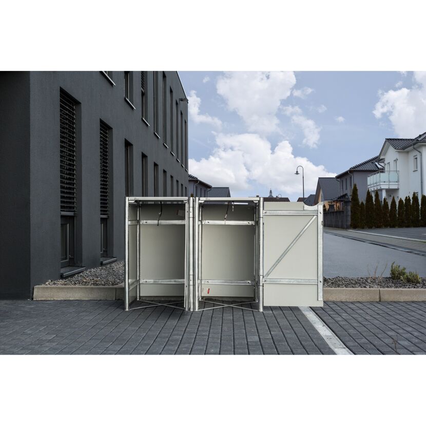 Mülltonnenbox schwarz Metall 81 x 139 x 115 cm