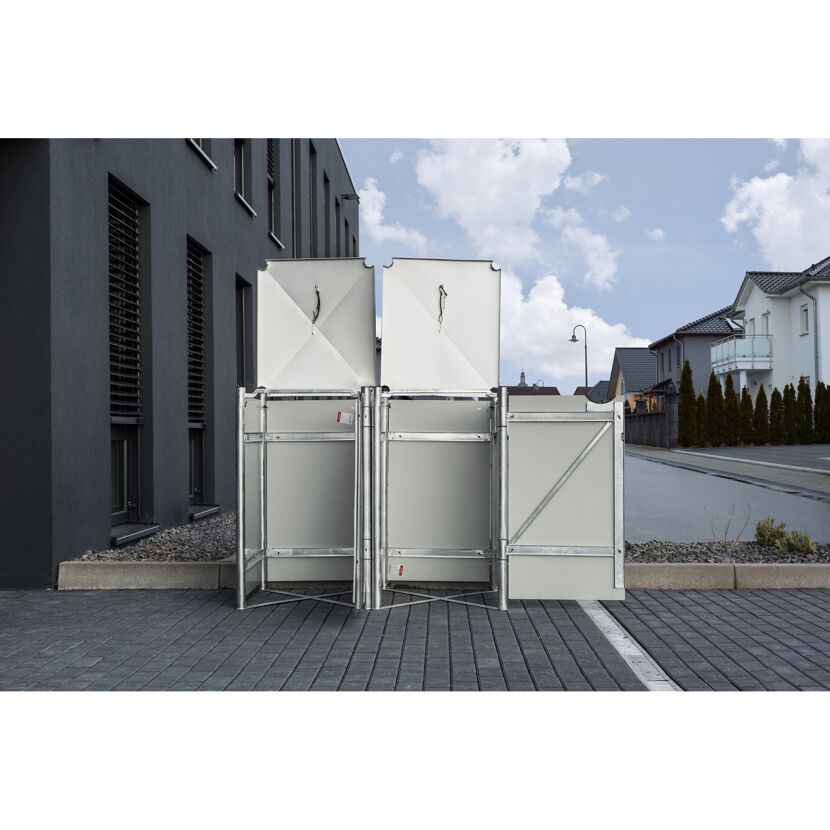 Mülltonnenbox schwarz Metall 81 x 139 x 115 cm