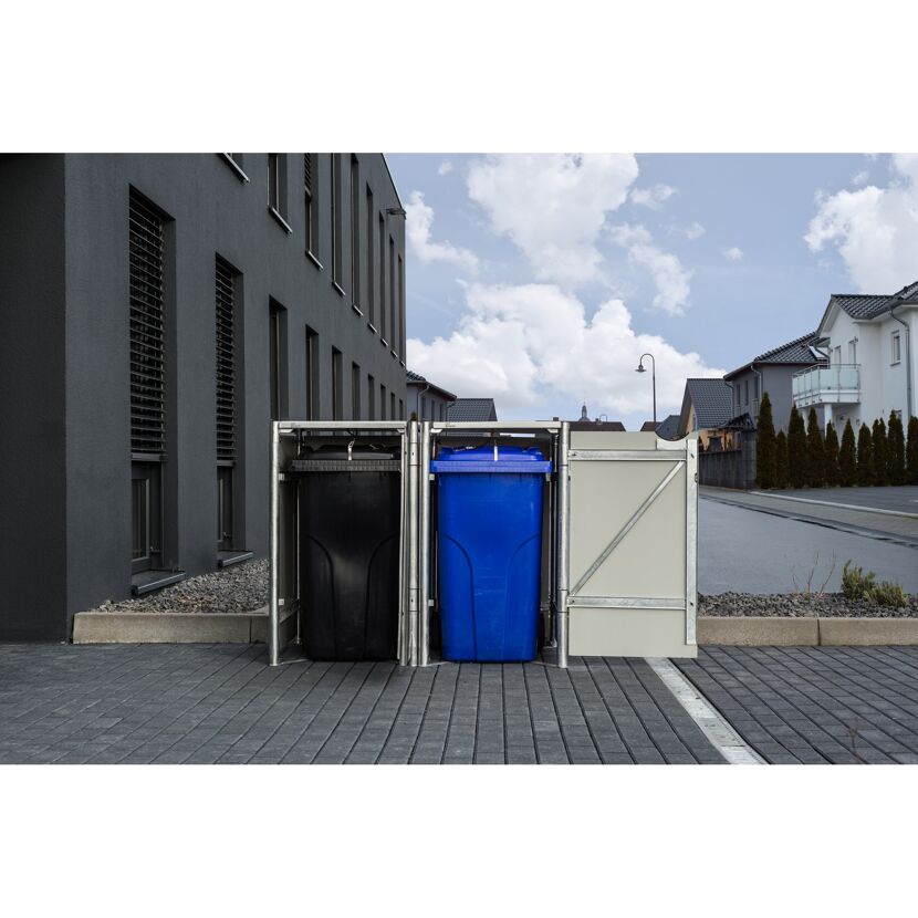 Mülltonnenbox schwarz Metall 81 x 139 x 115 cm