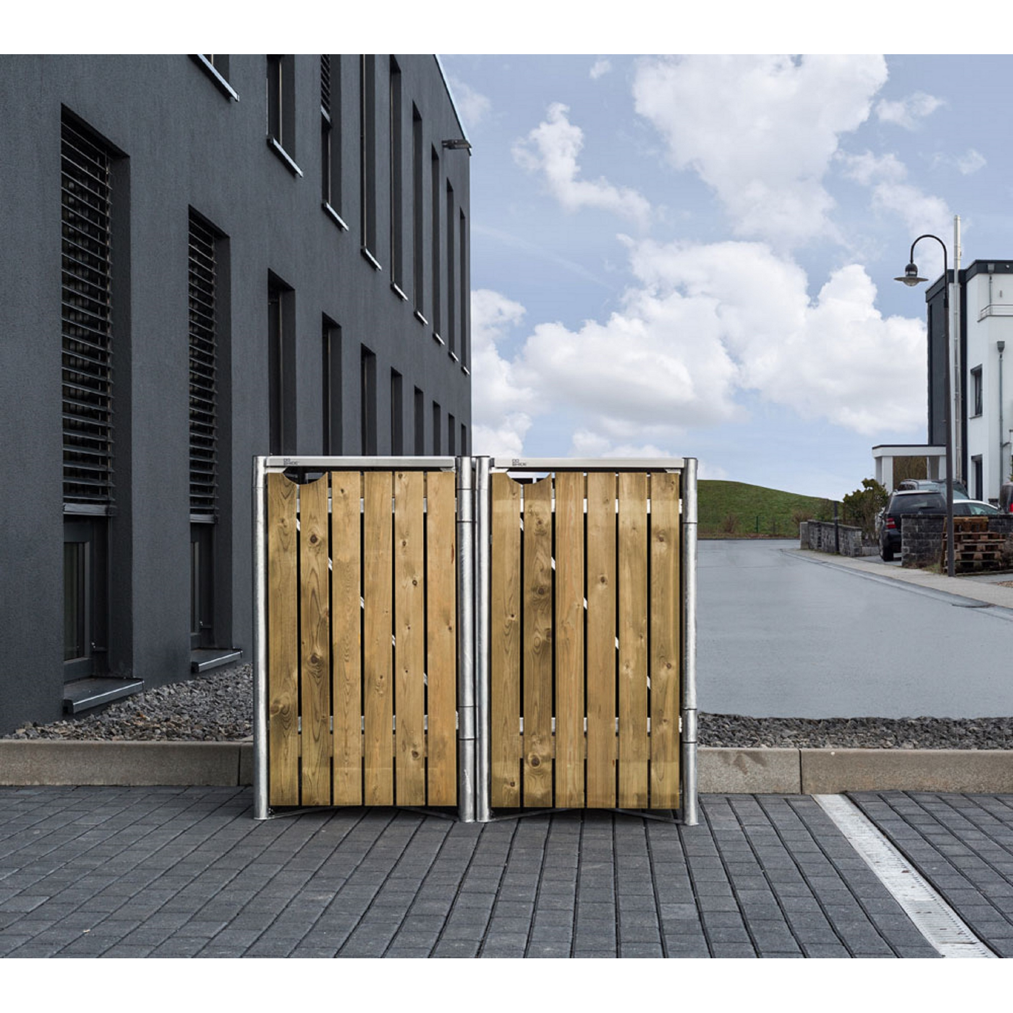 Mülltonnenbox Natur Holz 80,7 x 139,4 x 115,2 cm + product picture