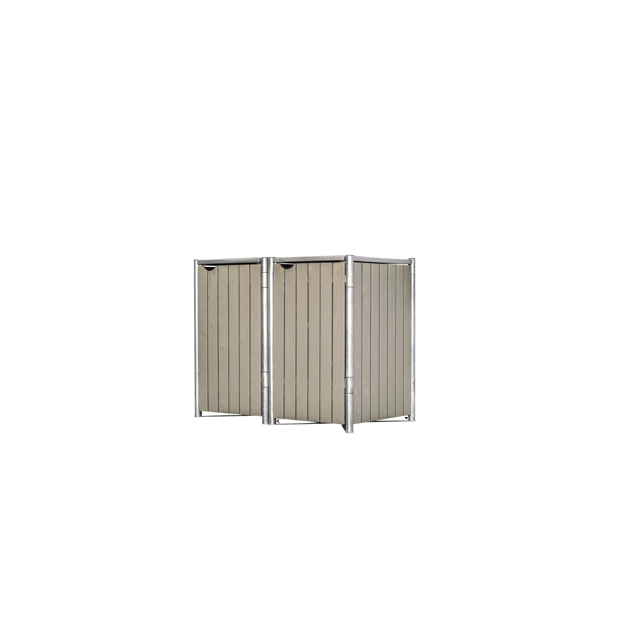 Mülltonnenbox naturfarben/grau Metall / Holz 81 x 140 x 115 cm + product picture