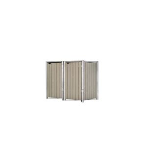 Mülltonnenbox naturfarben/grau Metall / Holz 81 x 140 x 115 cm