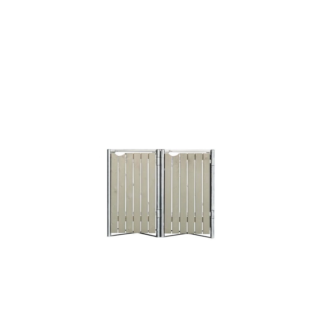 Mülltonnenbox naturfarben/grau Metall / Holz 81 x 140 x 115 cm