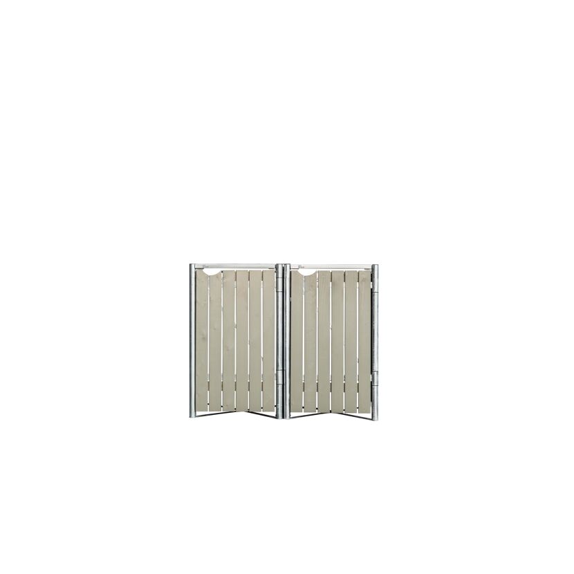 Mülltonnenbox naturfarben/grau Metall / Holz 81 x 140 x 115 cm