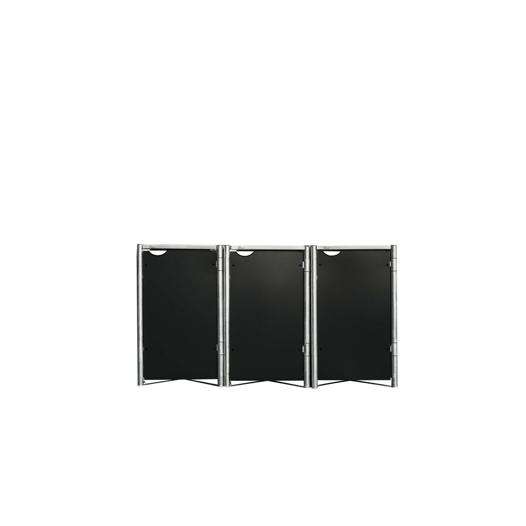 Mülltonnenbox schwarz Metall 81 x 209 x 115 cm