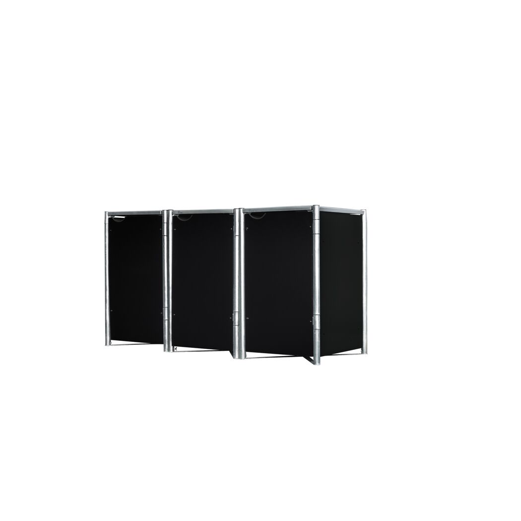 Mülltonnenbox schwarz Metall 81 x 209 x 115 cm