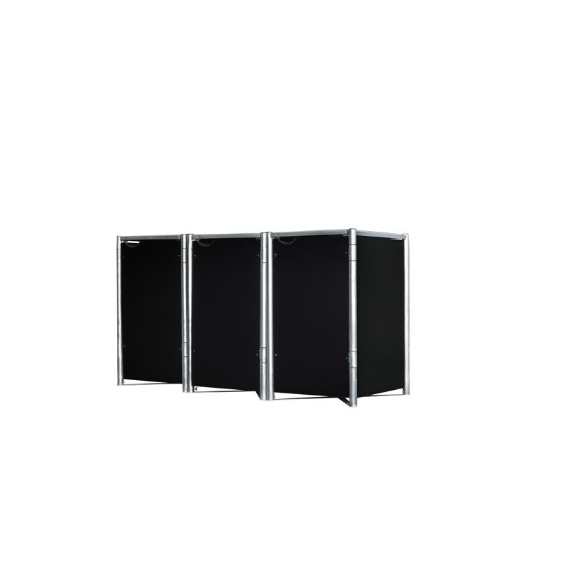 Mülltonnenbox schwarz Metall 81 x 209 x 115 cm