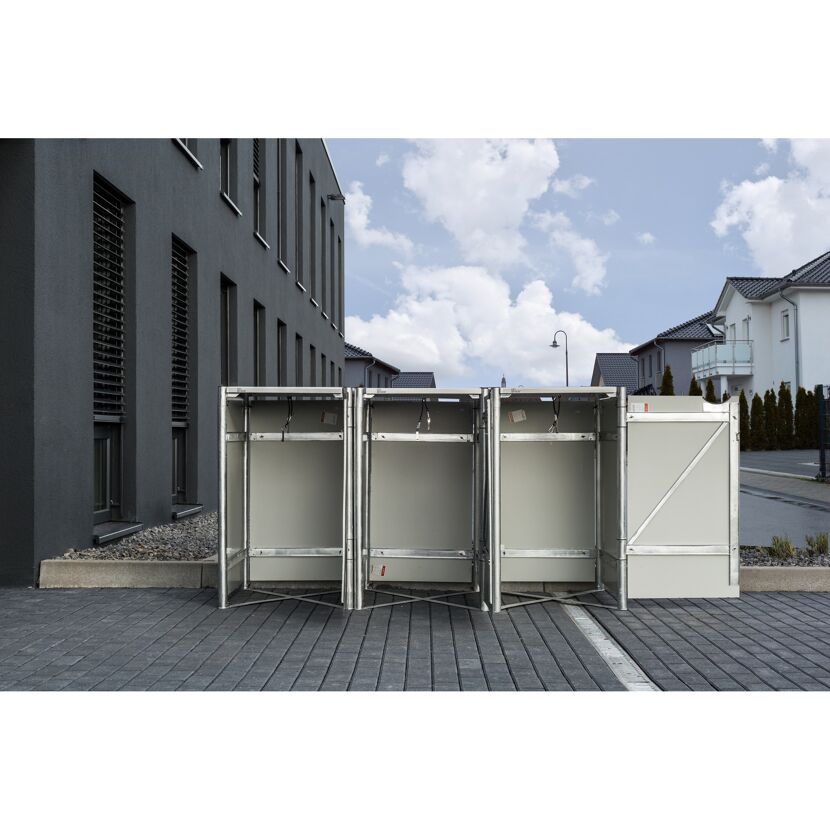 Mülltonnenbox schwarz Metall 81 x 209 x 115 cm