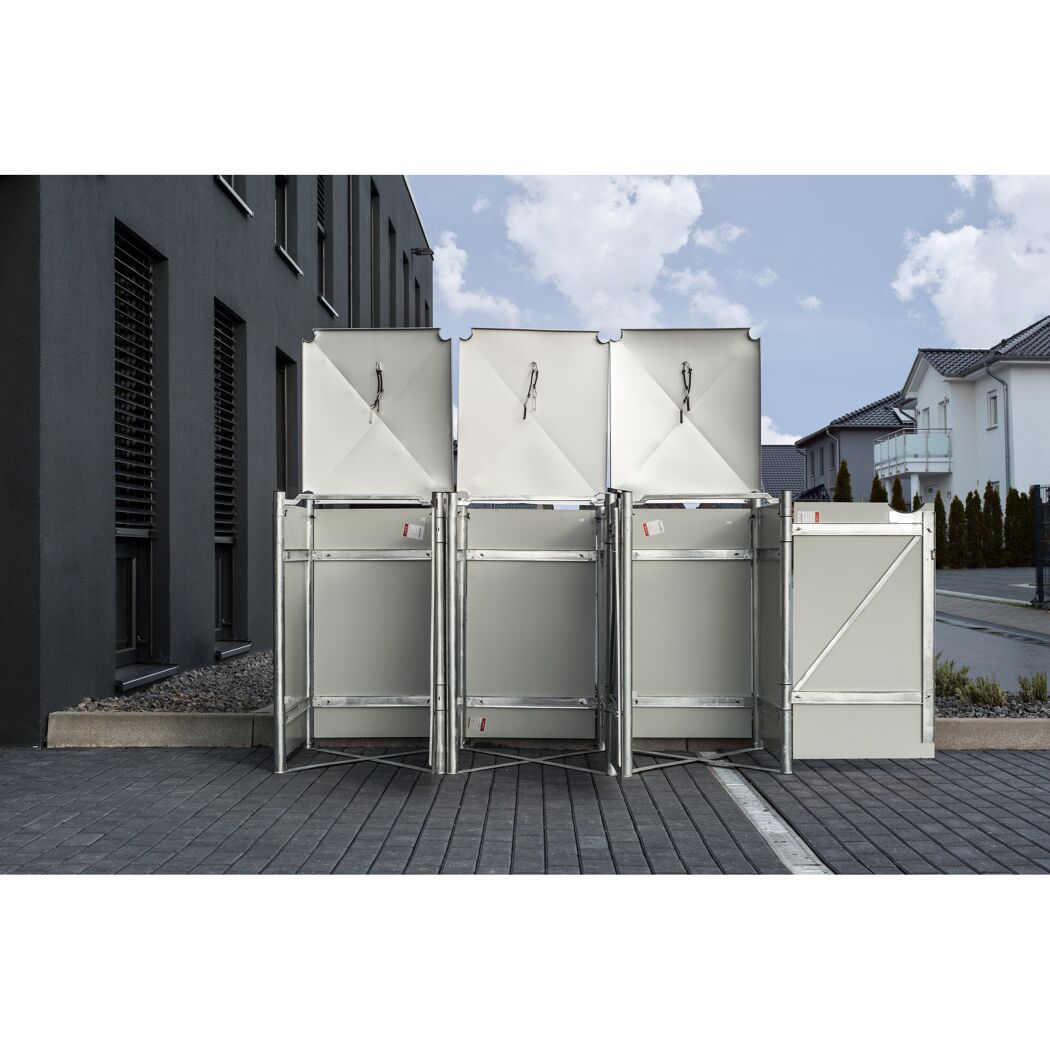 Mülltonnenbox schwarz Metall 81 x 209 x 115 cm