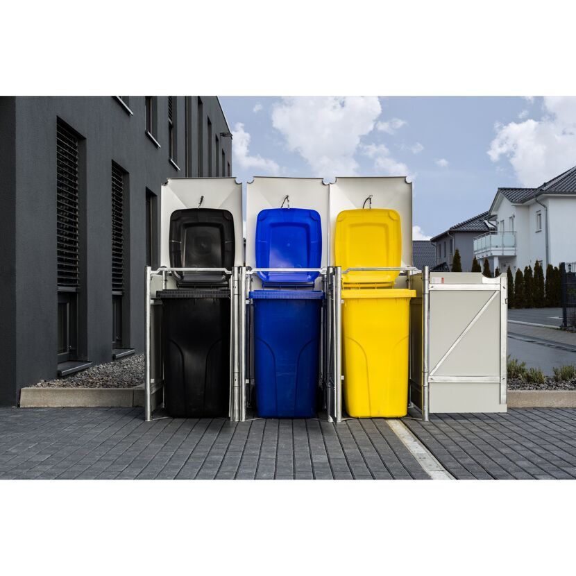 Mülltonnenbox schwarz Metall 81 x 209 x 115 cm