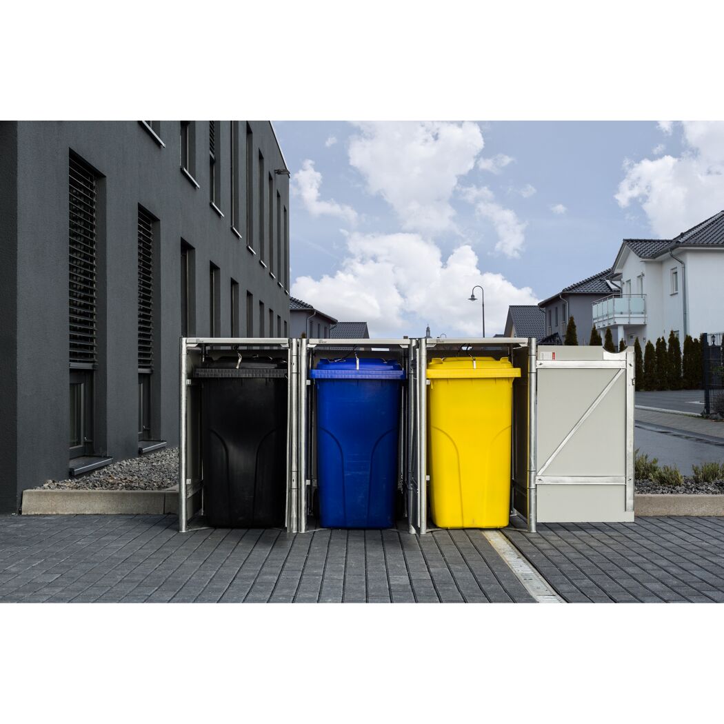Mülltonnenbox schwarz Metall 81 x 209 x 115 cm