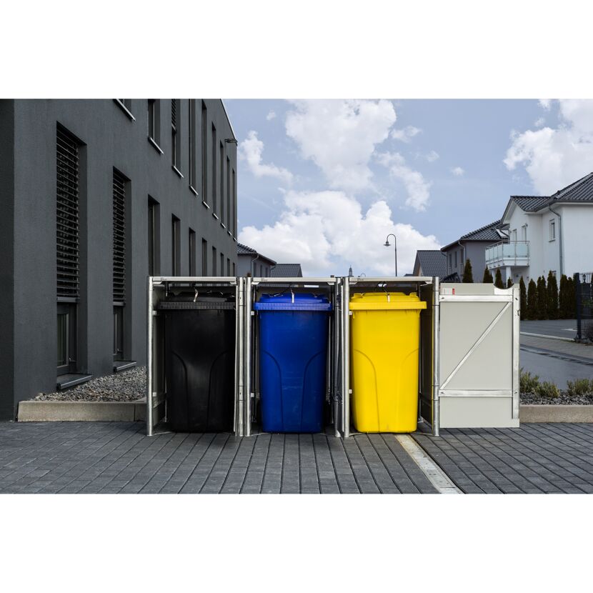 Mülltonnenbox schwarz Metall 81 x 209 x 115 cm